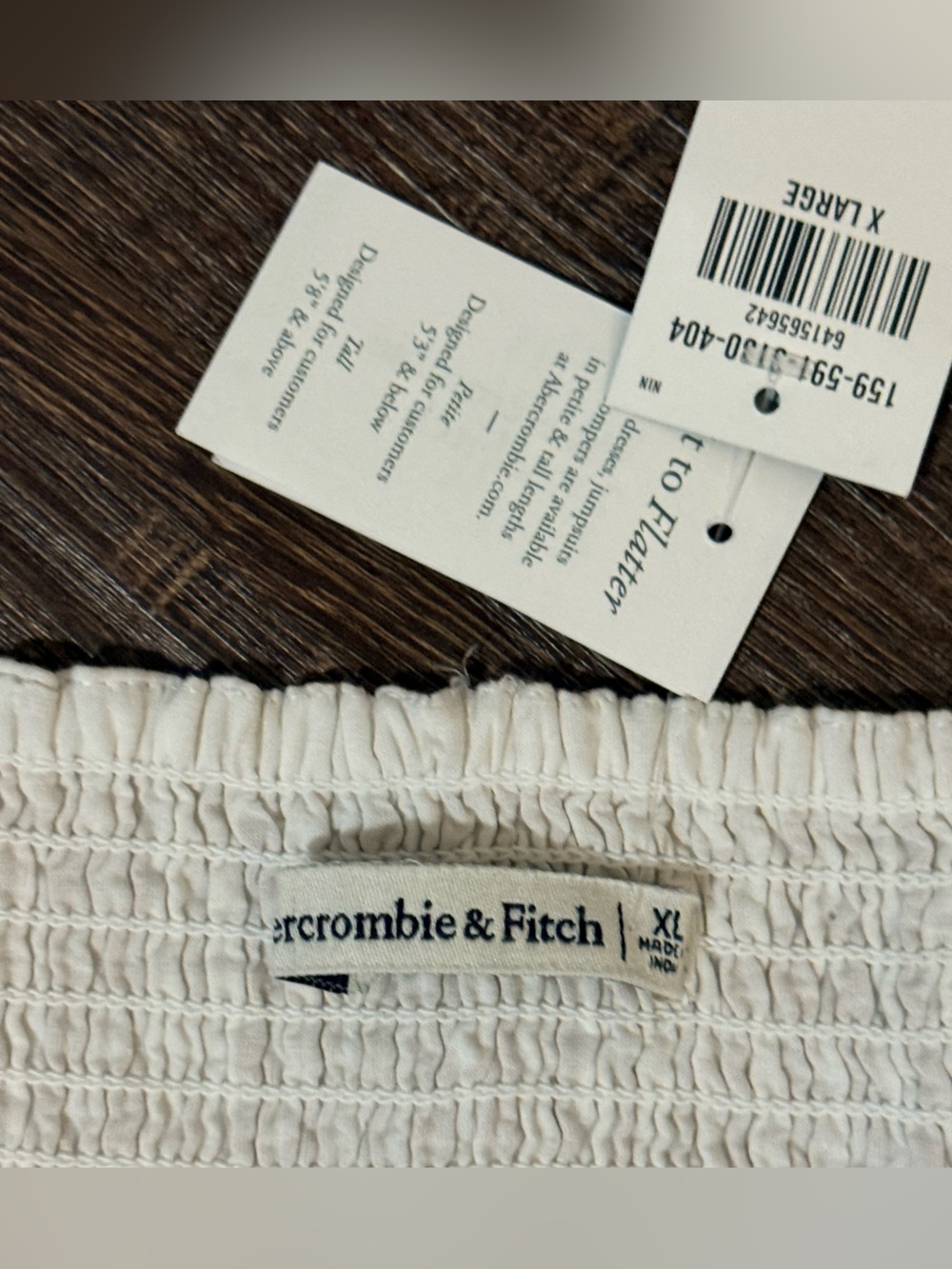 Abercrombie & Fitch Beige and White Striped cotton dress with pockets XL NWT - Picture 3 of 9